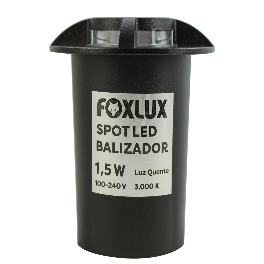 Spot Led Baliza 1,5w Preto 3000k 2 Fachos Foxlux