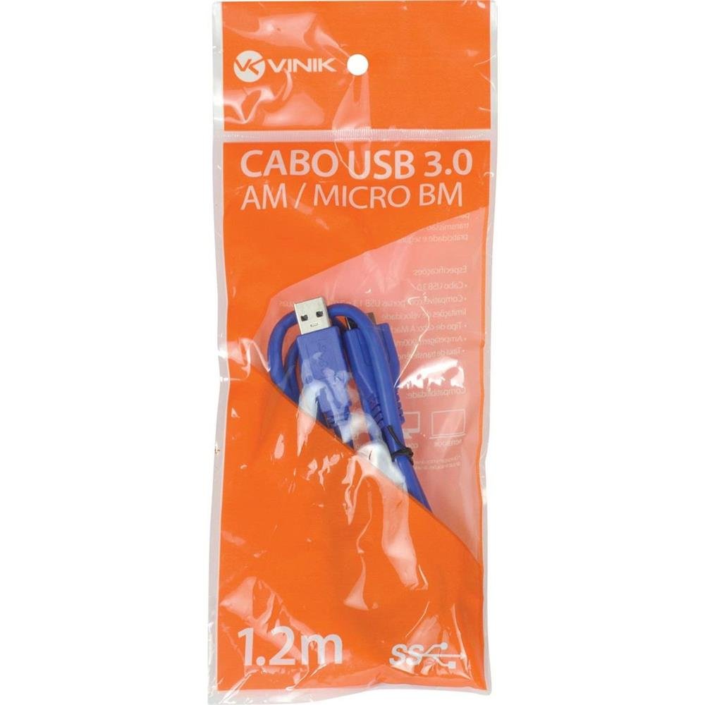 Cabo Para Hd Externo Usb 3.0 A Macho X Micro Usb B Macho 1.2 Metros U3ambmc-12
