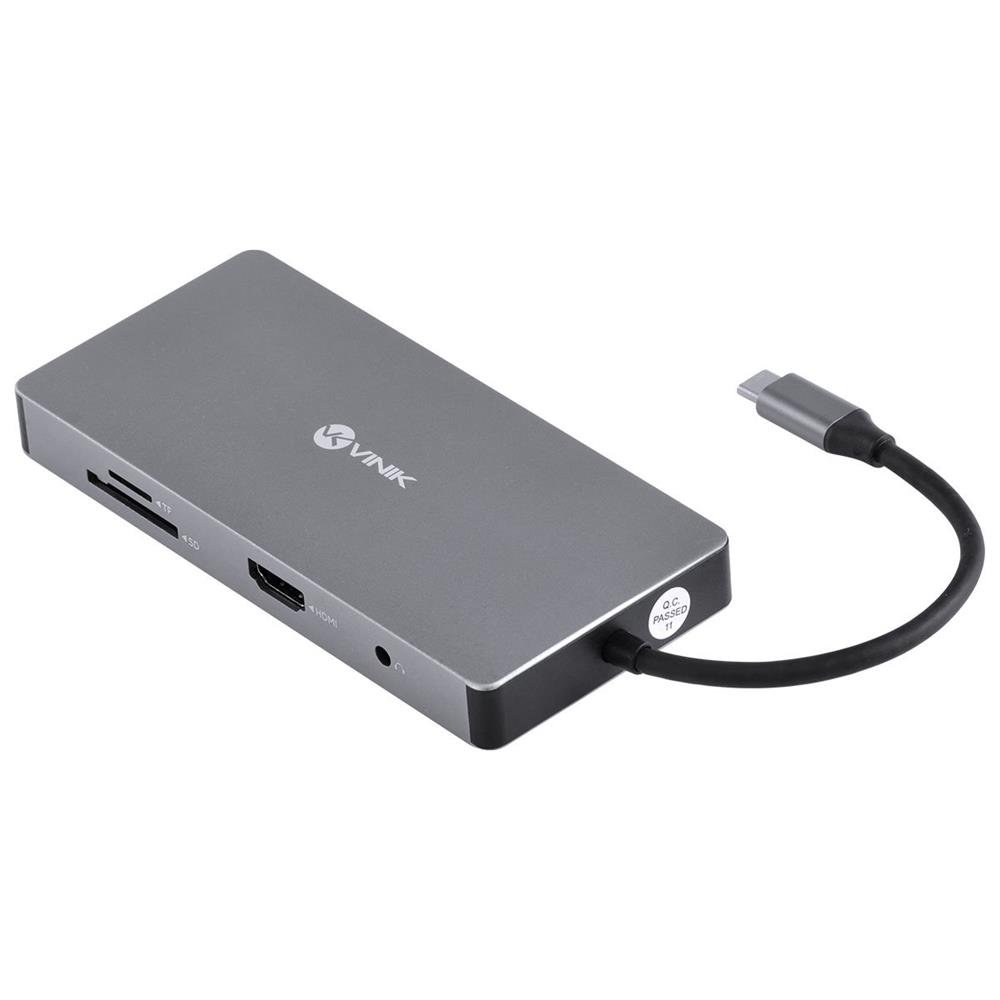 Hub Usb Tipo C Type C 10 Em 1 - 3 Usb 3.0 + Cartão Sd Tf + Hdmi + Vga + áudio P2 + Rj45 + Power Delivery (pd) 60w Hc-10