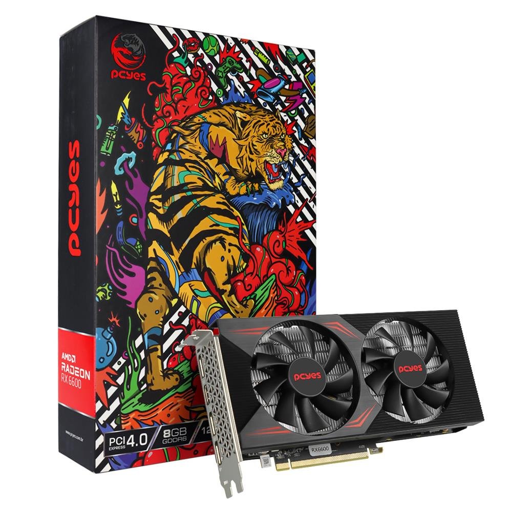 Placa De Video Amd Radeon Rx 6600 8gb Gddr6 128 Bits Dual-fan Graffiti Series - Pjrx6600gr68gbgs