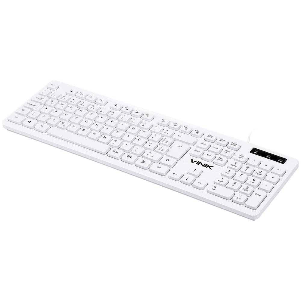 Teclado Usb Multimidia Slim Branco - Teclas Chocolate - Cabo 1.8m - Vinik - Tcb200