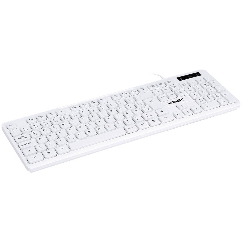 Teclado Usb Multimidia Slim Branco - Teclas Chocolate - Cabo 1.8m - Vinik - Tcb200