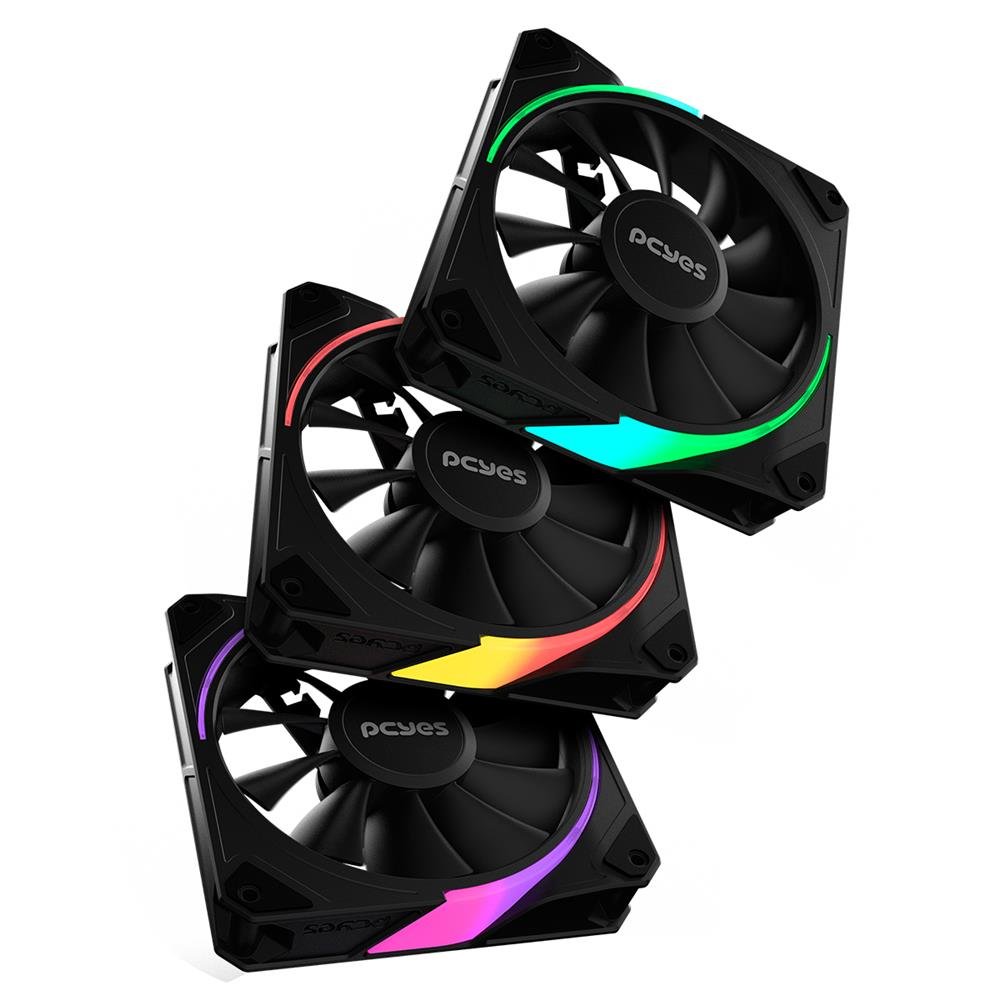 Kit Cooler Fan Para Gabinete 3un Sangue Frio 3 Argb Black Vulcan 120mm Pcyes - K3argbsf3br