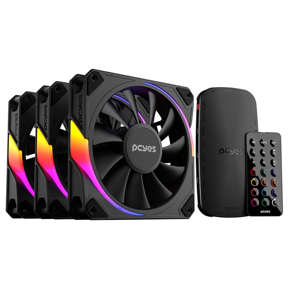 Kit Cooler Fan Para Gabinete 3un Sangue Frio 3 Argb Black Vulcan 120mm Pcyes - K3argbsf3br