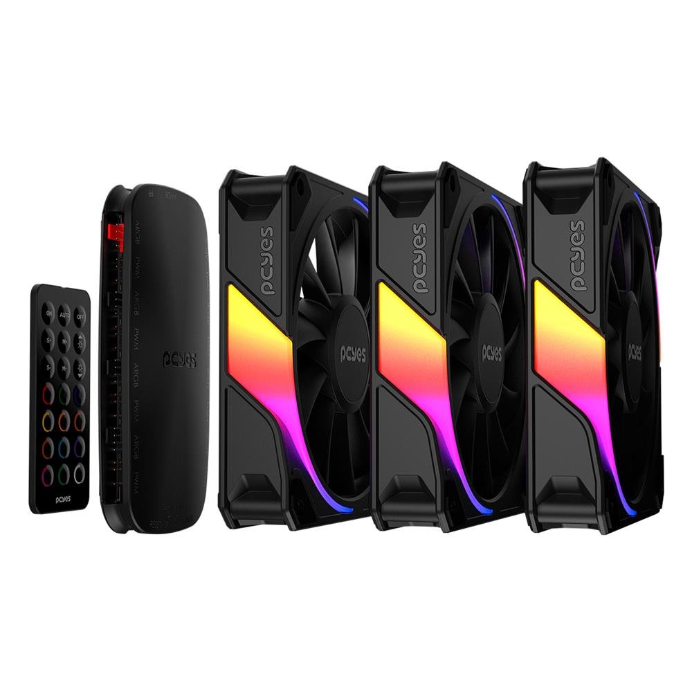 Kit Cooler Fan Para Gabinete 3un Sangue Frio 3 Argb Black Vulcan 120mm Pcyes - K3argbsf3br