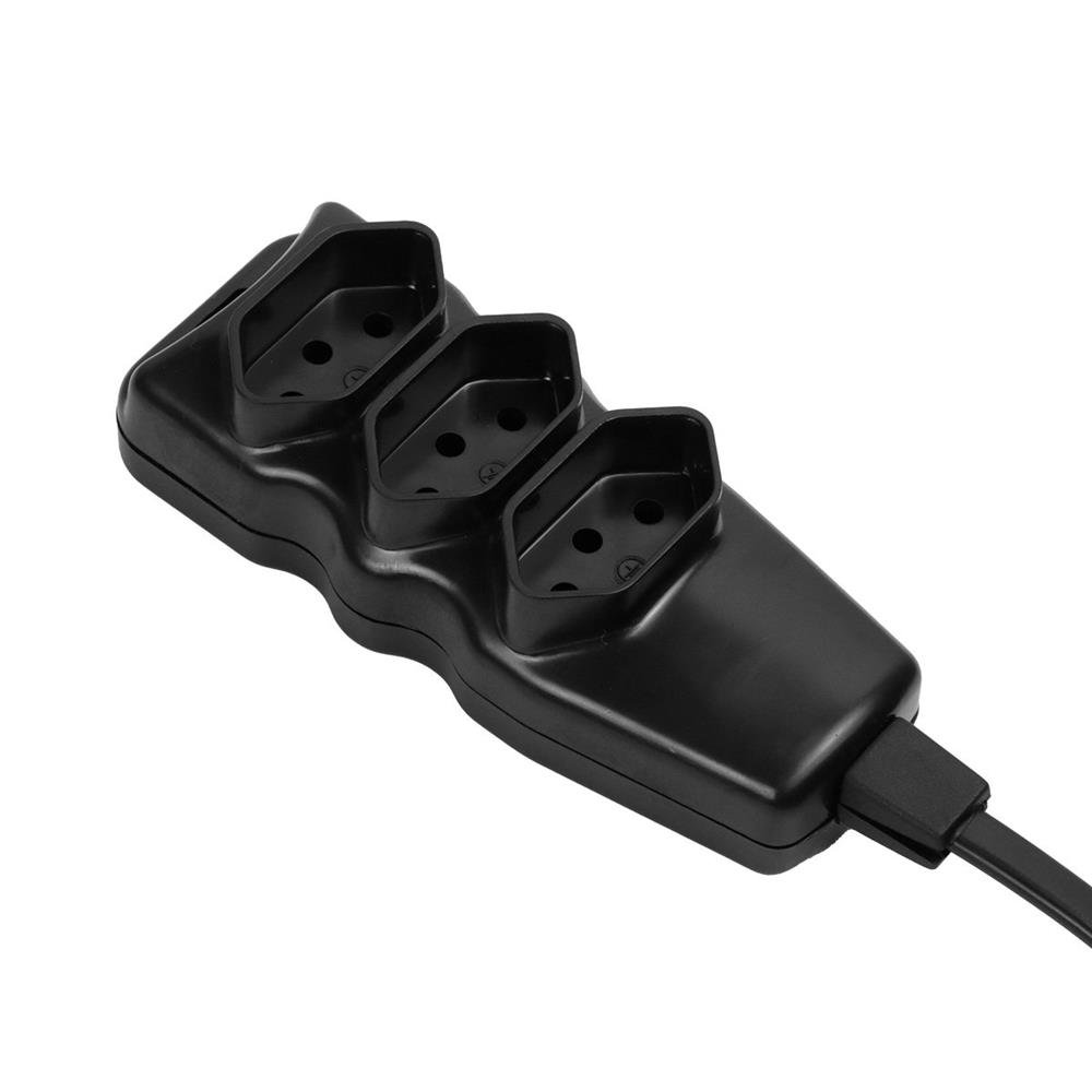 Extensão Elétrica 3 Tomadas Pp Plano 3x0,75 10m Preta