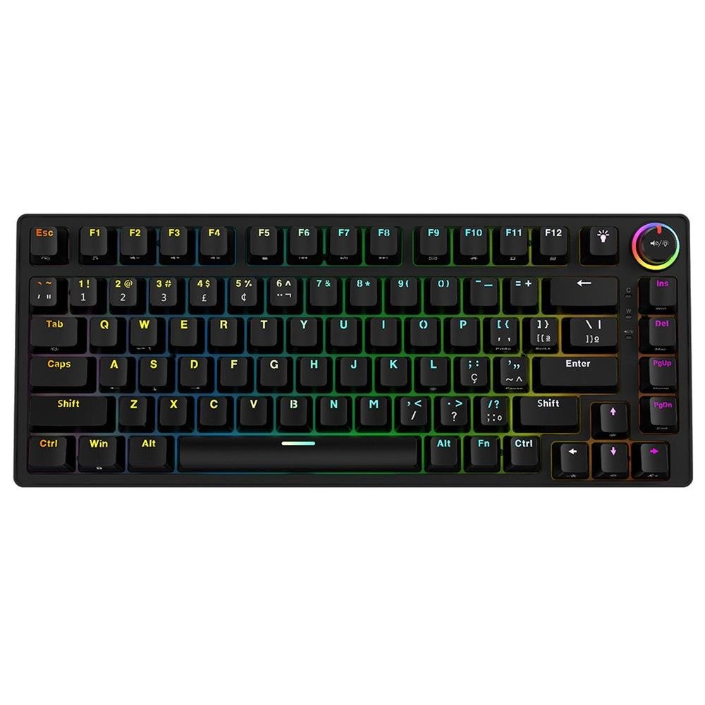 Teclado Mecanico 75% Pcyes Rasec - Gasket Mount - Gateron Blue - Led Rgb - Twgblrgb