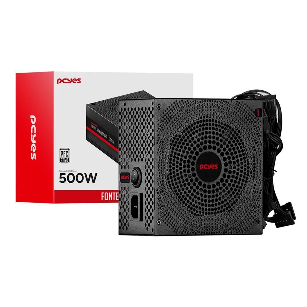 Fonte Atx Pcyes Electra 500w Pfc Ativo - Elec500w