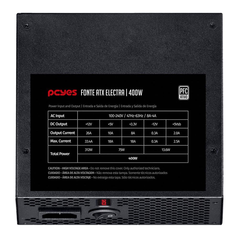 Fonte Atx Pcyes Electra 400w Pfc Ativo - Elec400w