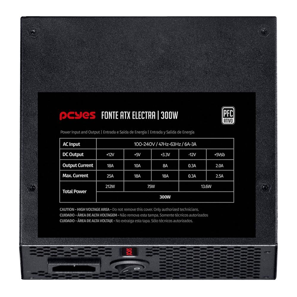 Fonte Atx Pcyes Electra 300w Pfc Ativo - Elec300w