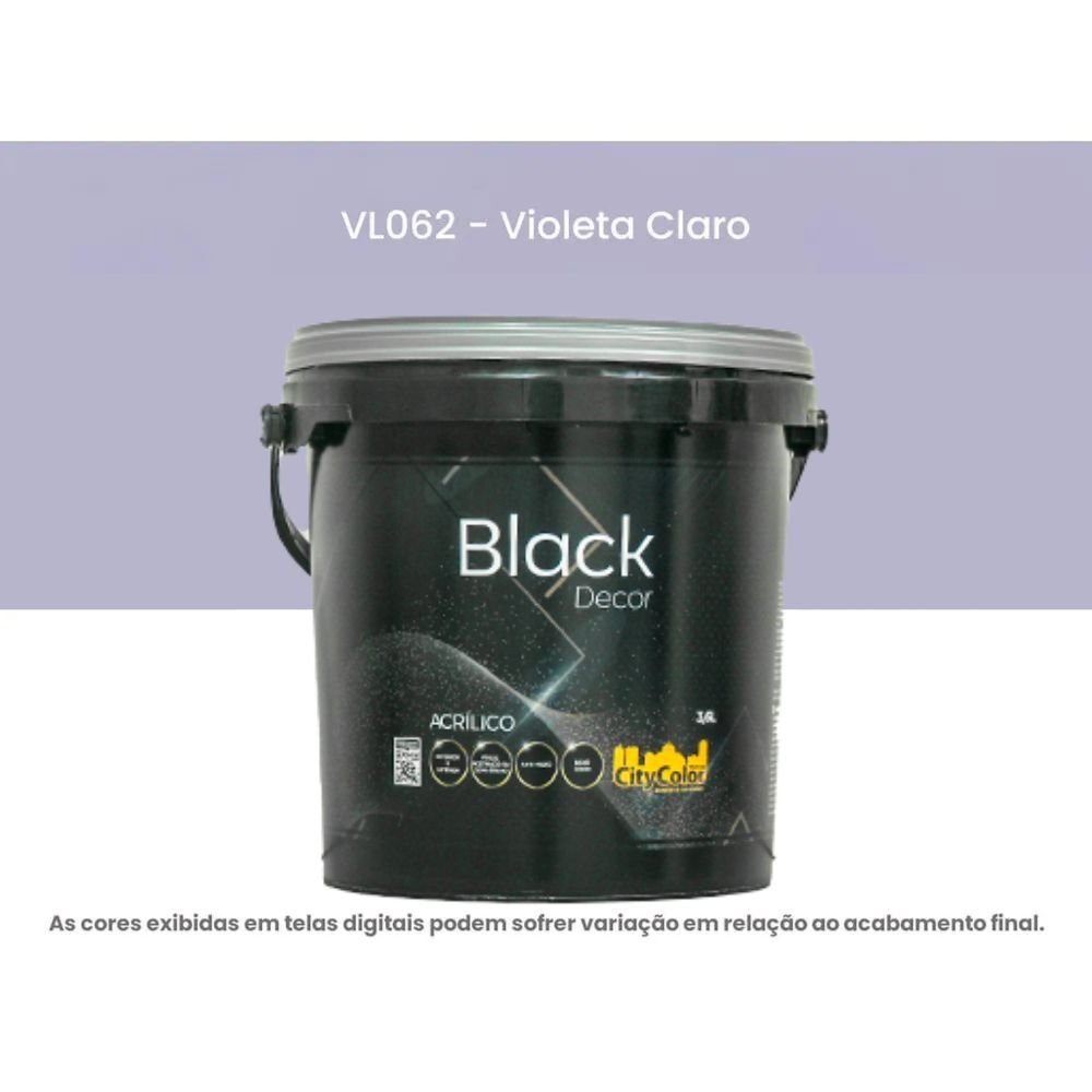 Tinta Acrílica Premium Semibrilho 3,6l 063vl062 Violeta Claro Citycolor