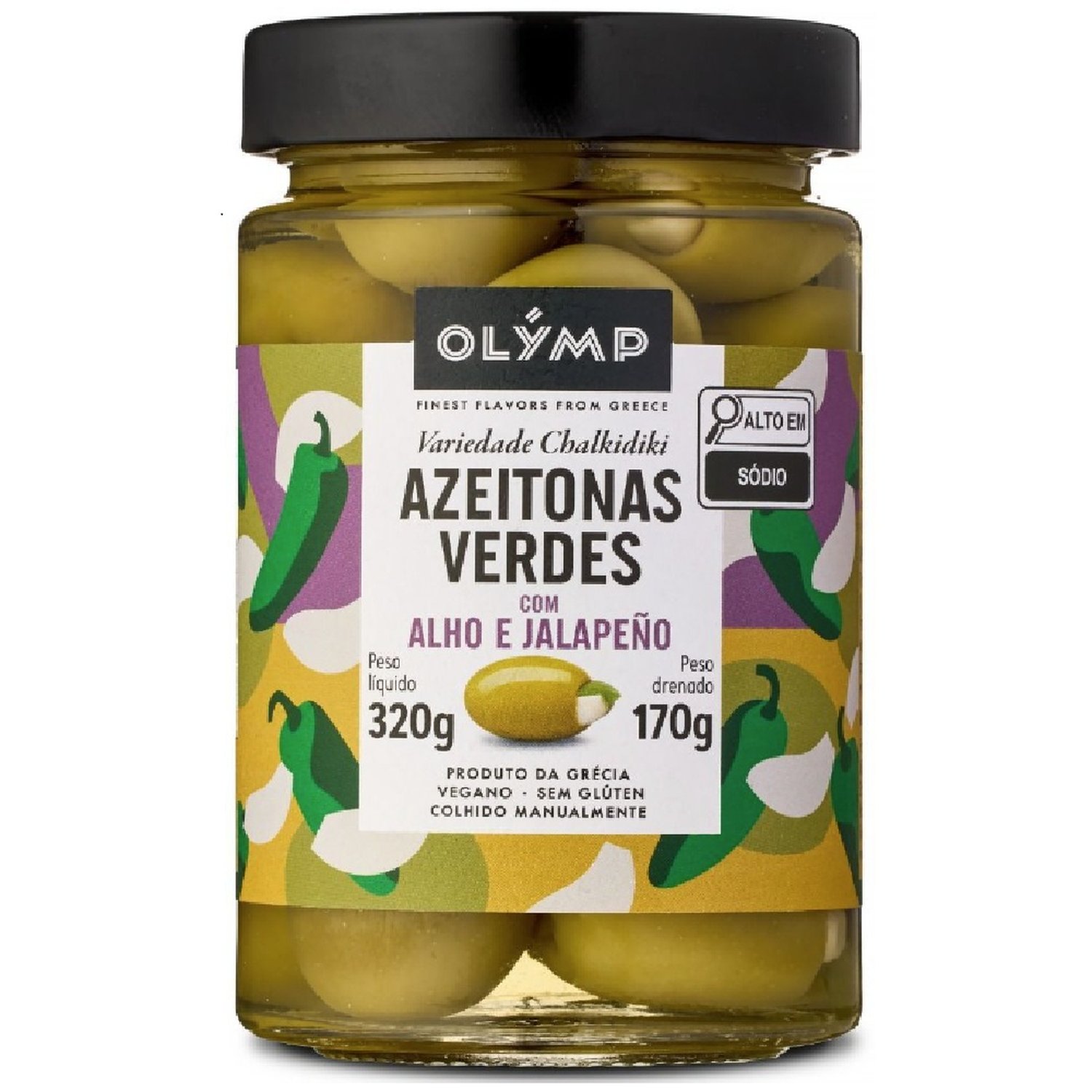 Azeitonas Verdes Com Alho E Jalapeño 170G
