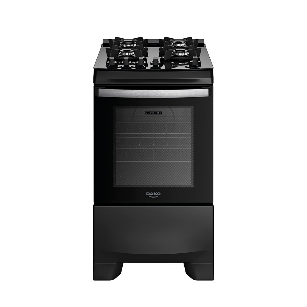 FOGAO 4B PISO DAKO SUPREME GLASS MESA VIDRO PRETO BIVOLT