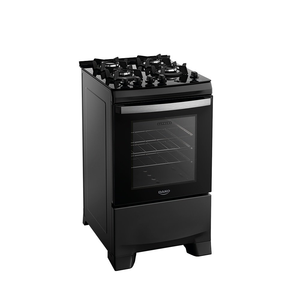 FOGAO 4B PISO DAKO SUPREME GLASS MESA VIDRO PRETO BIVOLT