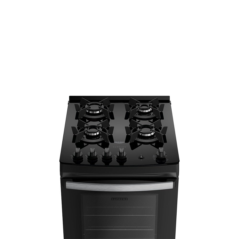 FOGAO 4B PISO DAKO SUPREME GLASS MESA VIDRO PRETO BIVOLT