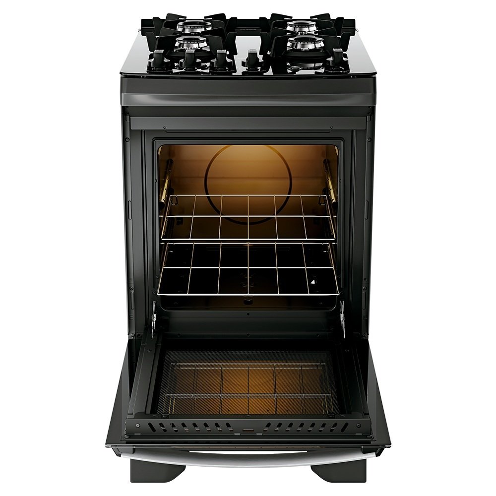 FOGAO 4B PISO DAKO SUPREME GLASS MESA VIDRO PRETO BIVOLT