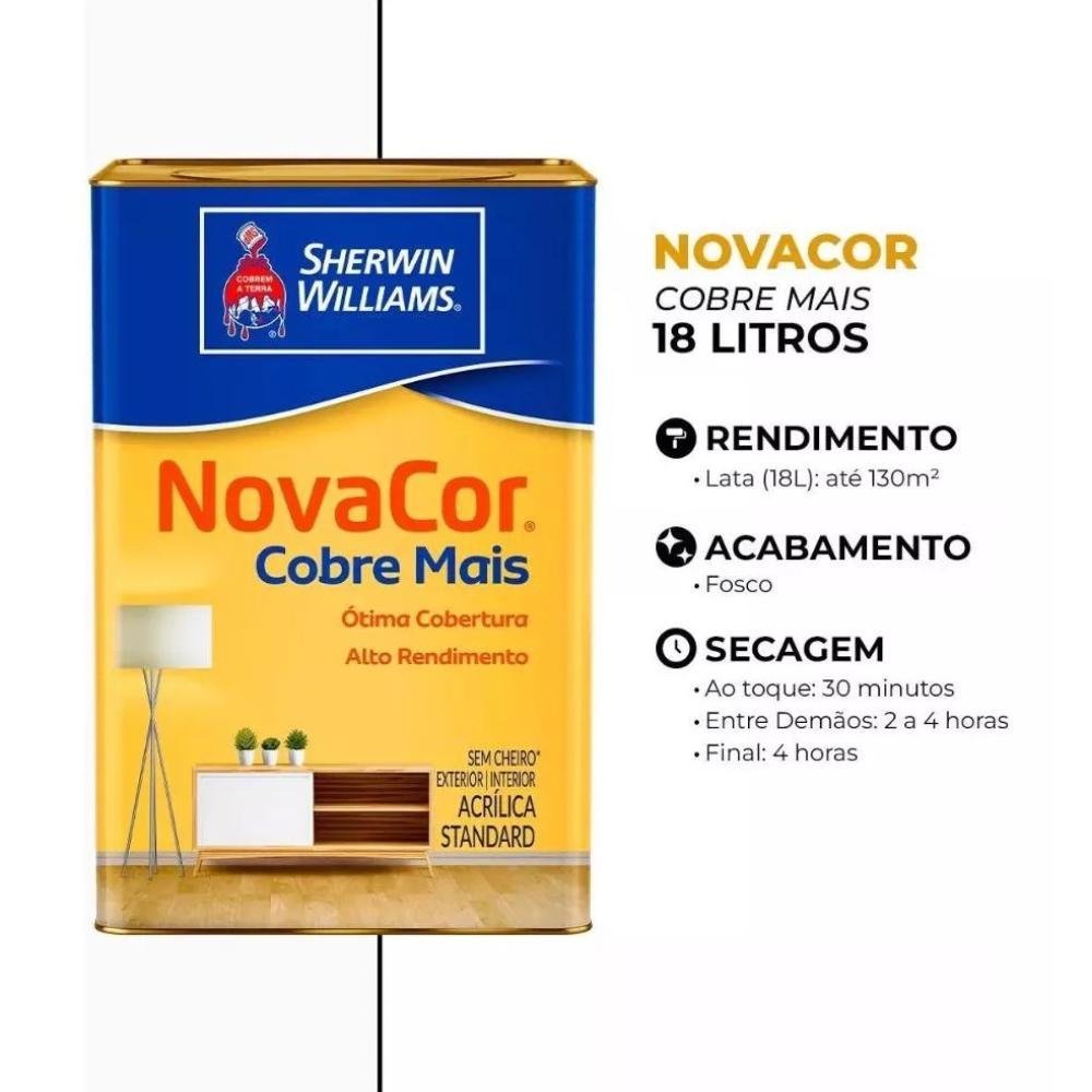 Tinta Acrílica Standard Fosco Novacor Cobre Mais 18l 38593106 Branco Sherwin-williams