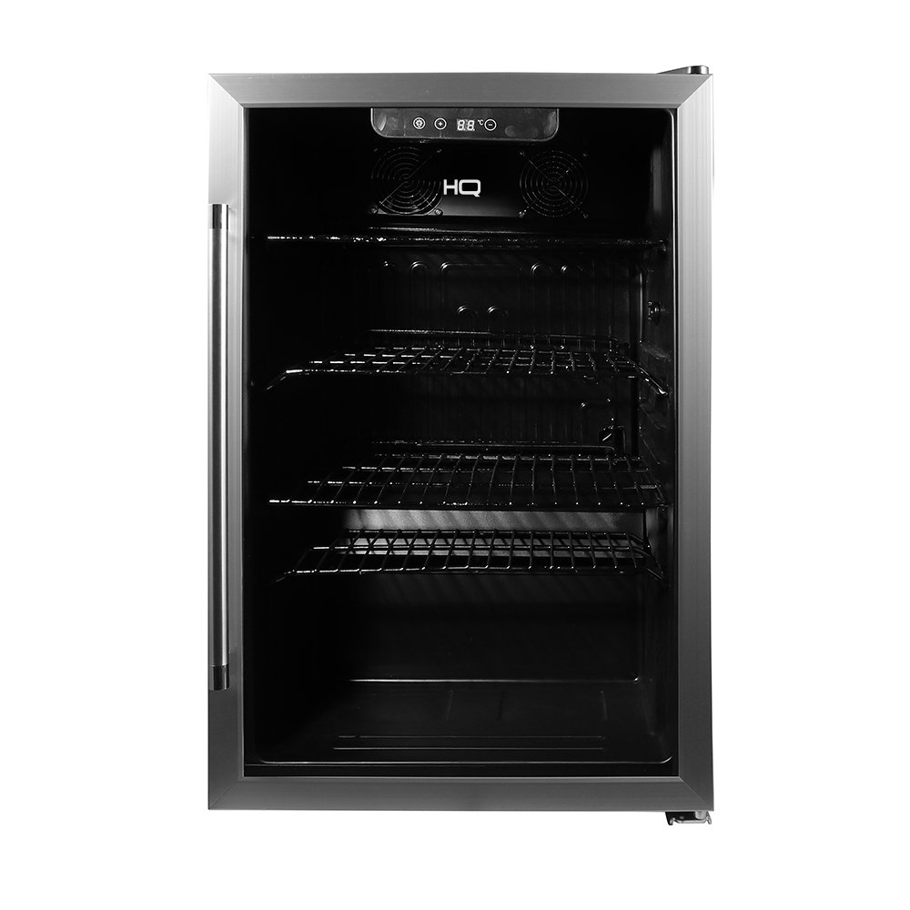 Cervejeira Expositor Vertical Hq Vidro Duplo 125 Litros Preta E Inox Hq-125Cevpv2 220V