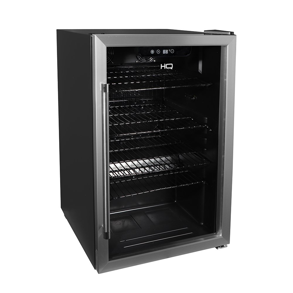 Cervejeira Expositor Vertical Hq Vidro Duplo 125 Litros Preta E Inox Hq-125Cevpv2 220V