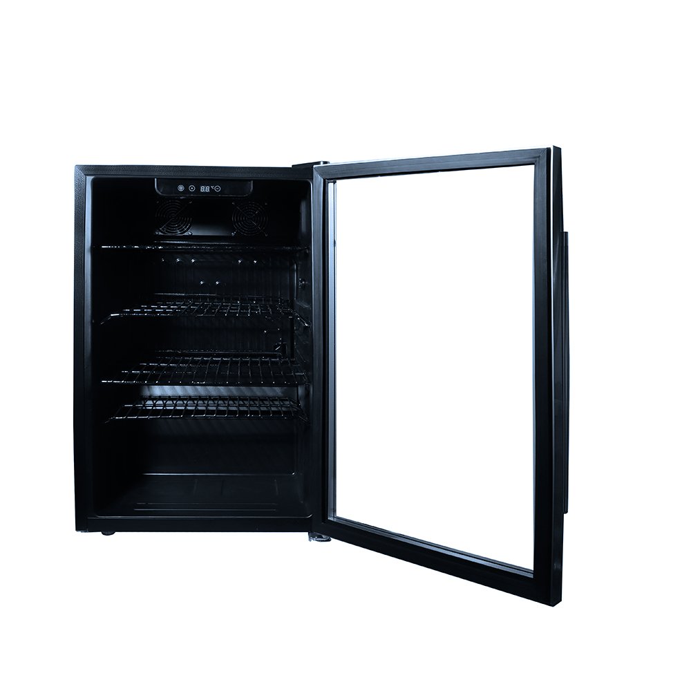 Cervejeira Expositor Vertical Hq Vidro Duplo 125 Litros Preta E Inox Hq-125Cevpv2 220V