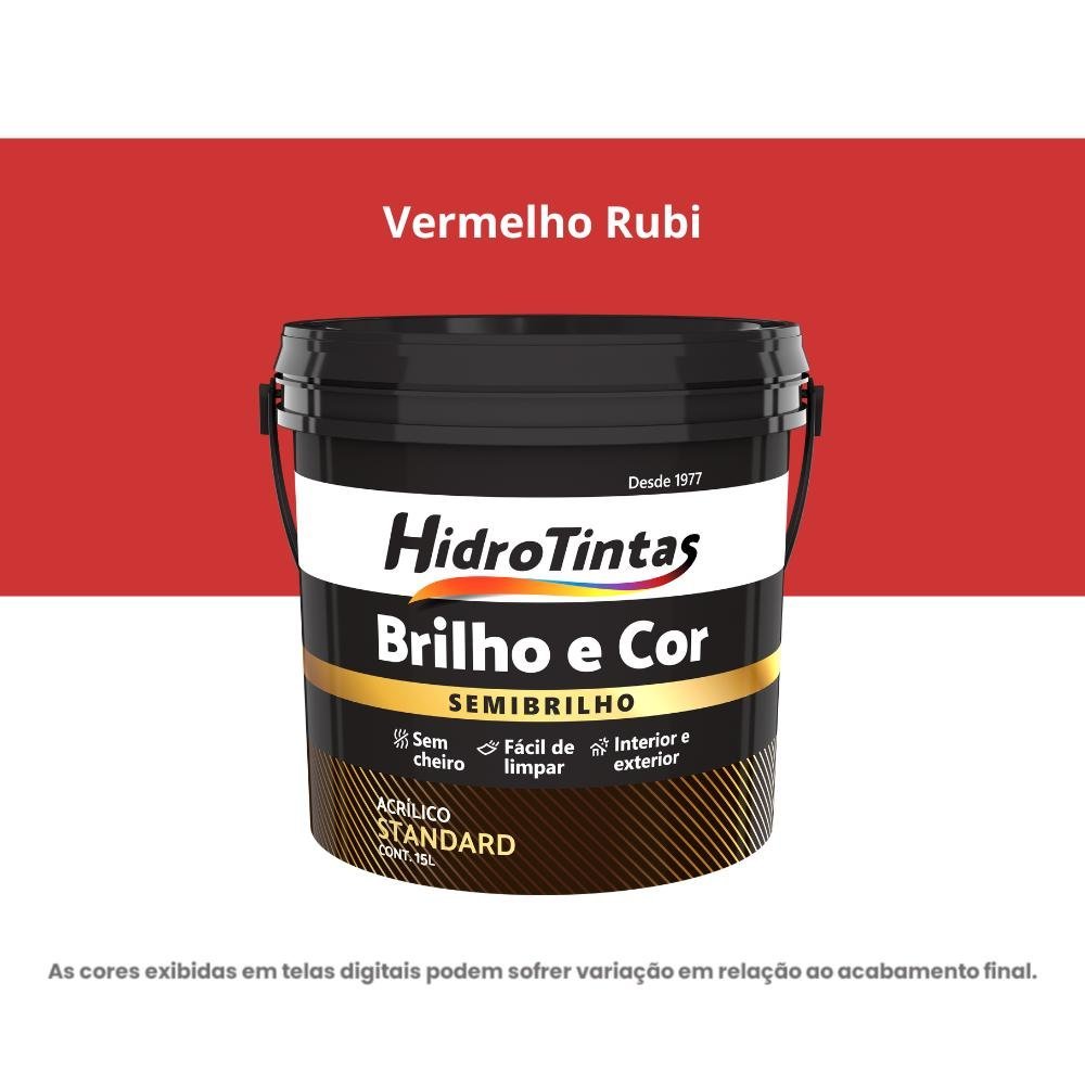Tinta Acrílica Standard Semibrilho 15l Brilho E Cor Vermelho Rubi Hidrotintas