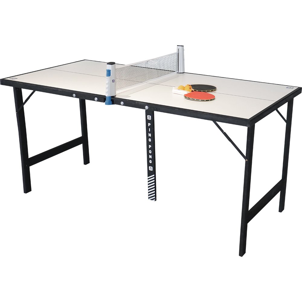 Mini Mesa de Ping Pong Portátil com Kit 1 Rede Retrátil 2 Raquetes e 3 Bolinha Bel
