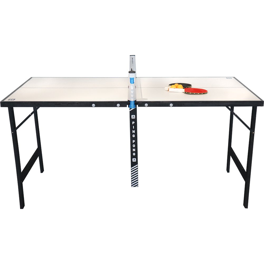 Mini Mesa de Ping Pong Portátil com Kit 1 Rede Retrátil 2 Raquetes e 3 Bolinha Bel