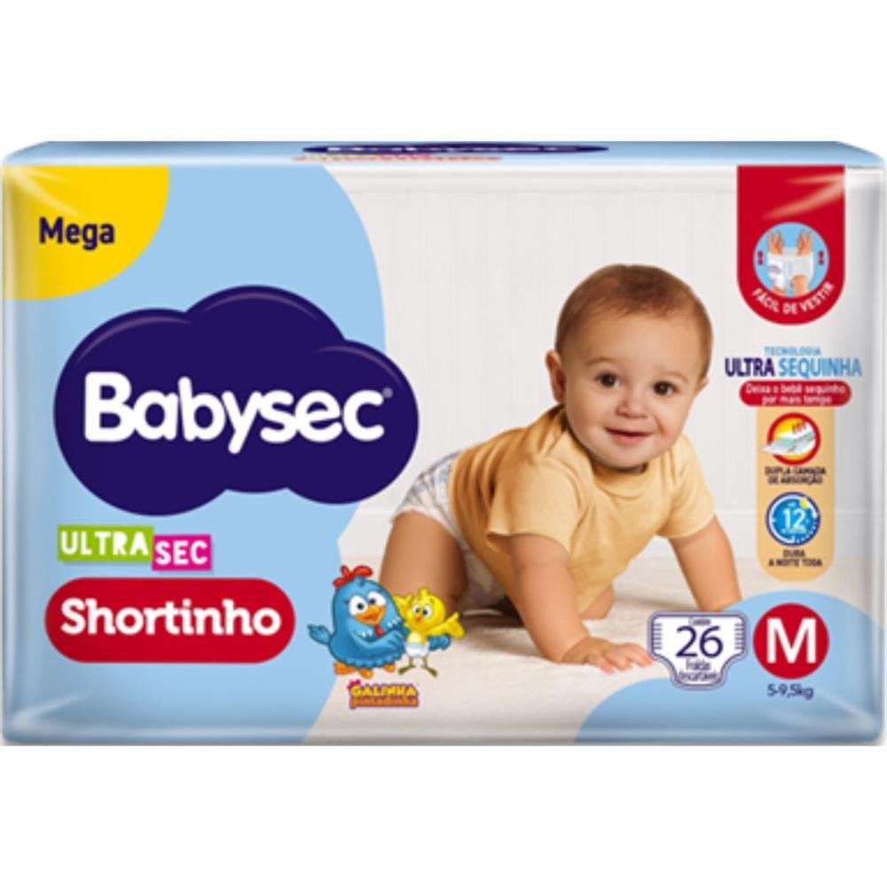 Fralda Babysec Ultra Shortinho Mega M 26 unidades