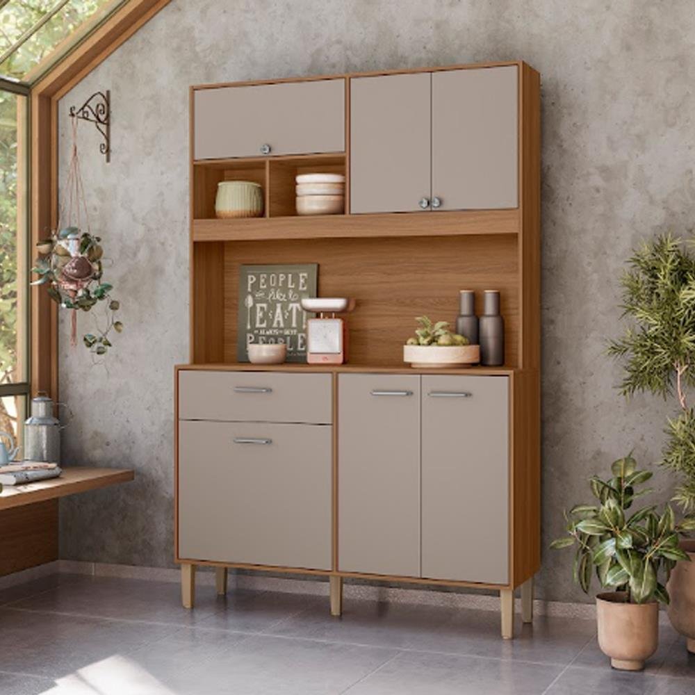 Armario de Cozinha Erva Doce 120 cm 6 Portas e 1 Gaveta - Nicioli