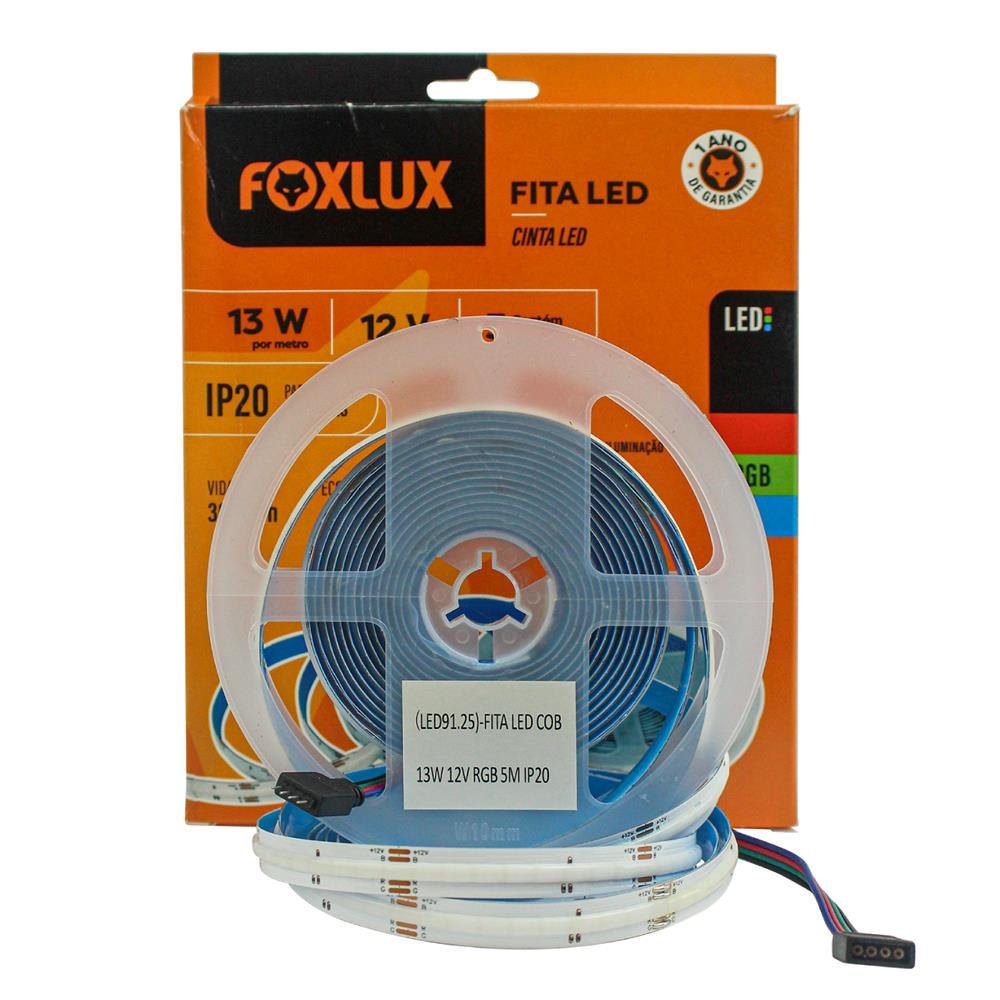 Fita de LED COB 5 metros 13W 4000K IP20 Foxlux