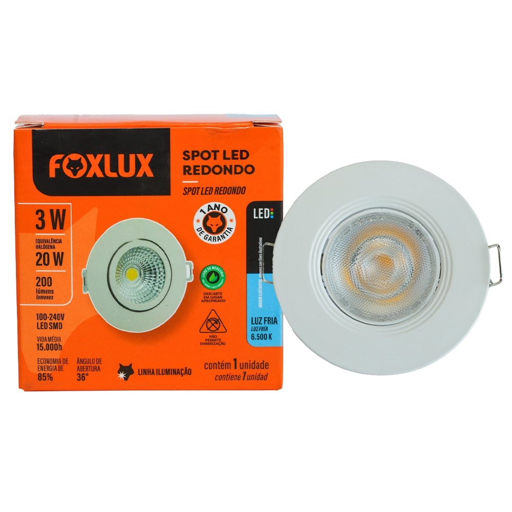 SPOT FOXLUX LED 3W REDONDO 6,5K