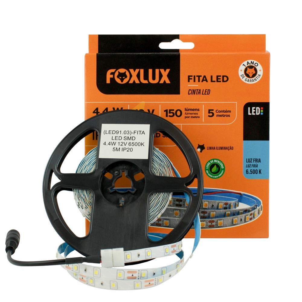 Fita de LED SMD 5 metros 4.4W 6500K IP20 Foxlux
