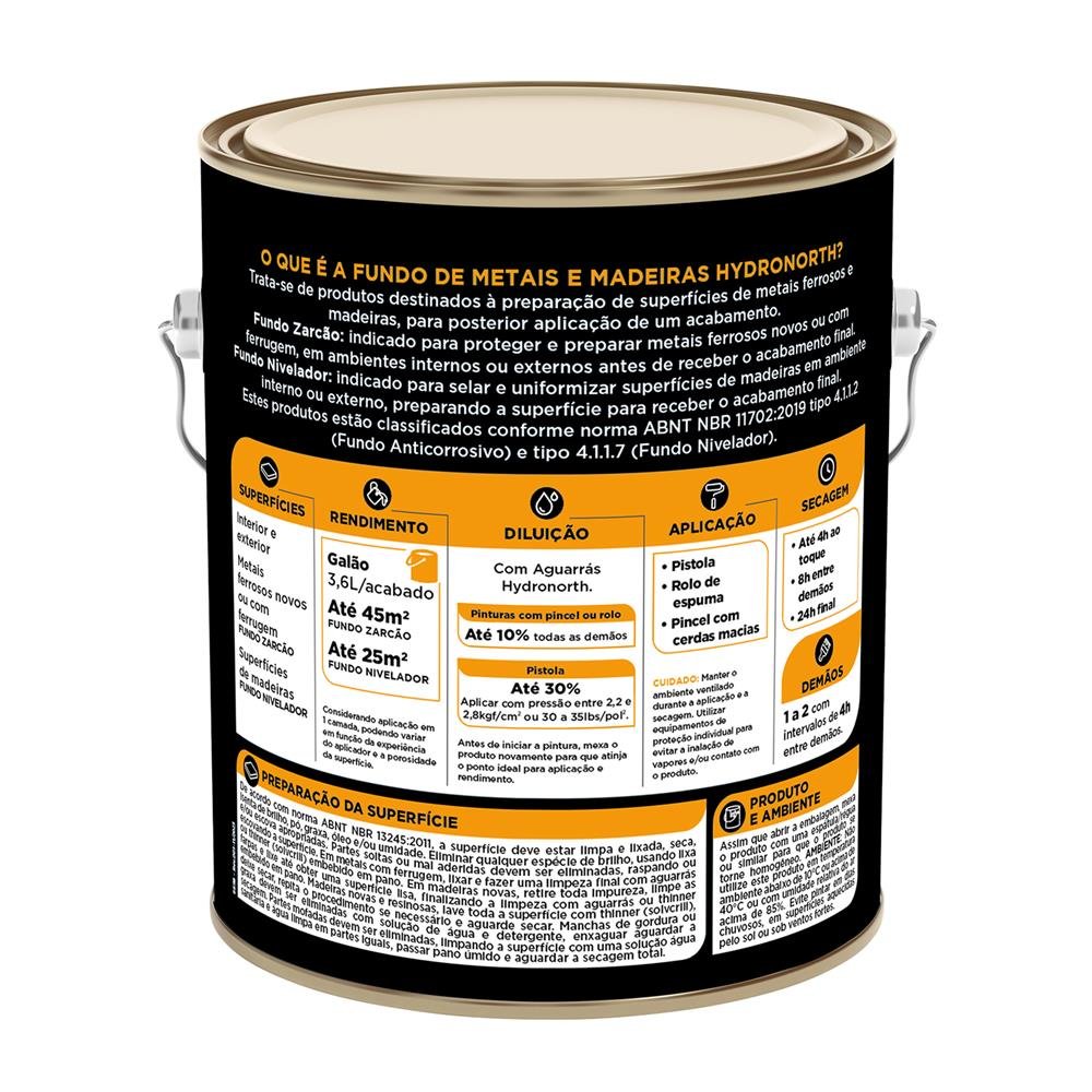 Zarcao Fundo Universal Hydronorth Cinza Galao 3,6 L