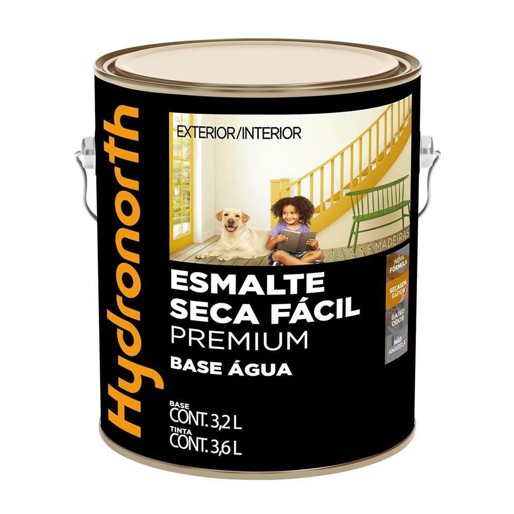 Seca Facil Esmalte Base Agua Acetinado Hydronorth Branco Neve Galao 3,6 L