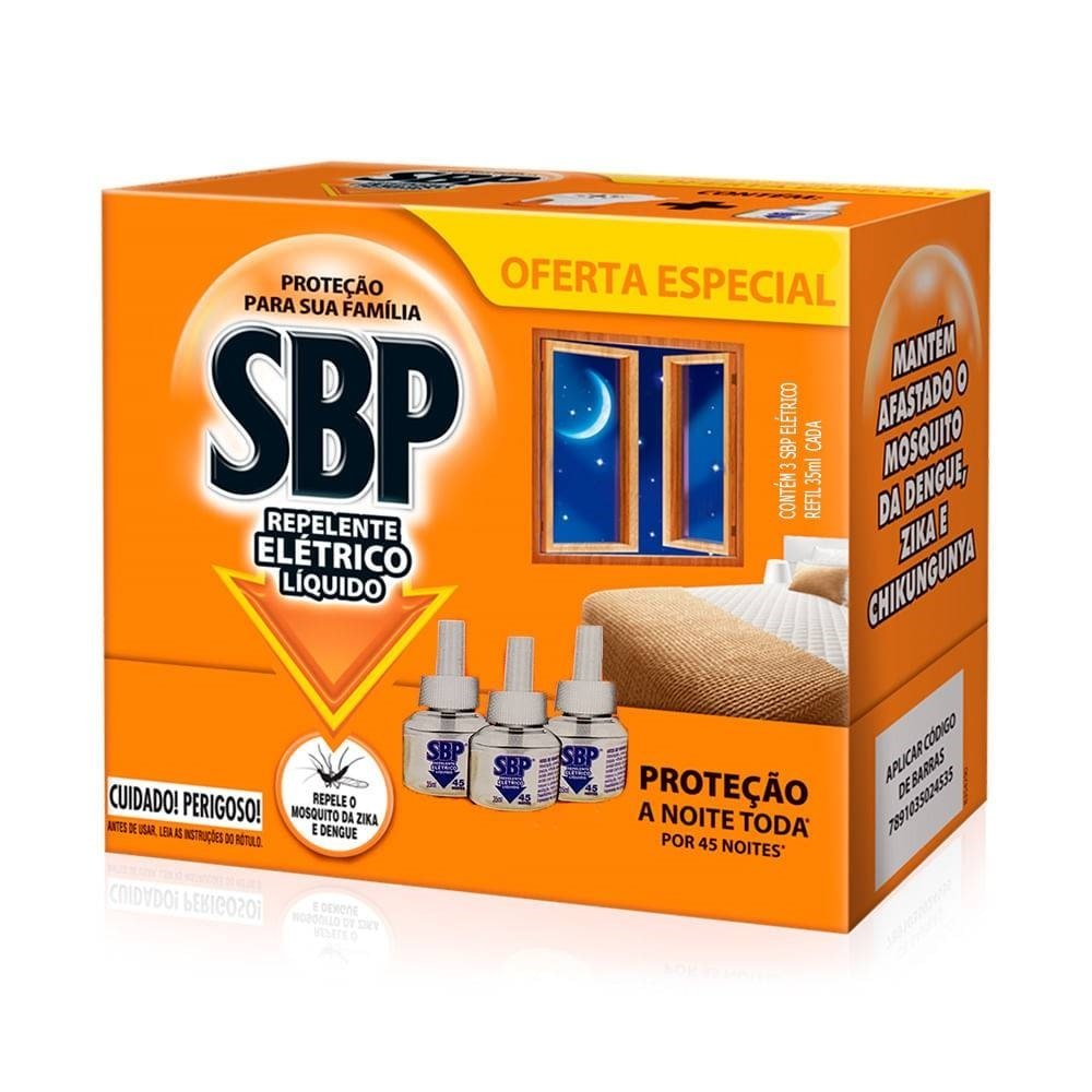 Inseticida Elétrico Sbp Refil 35ml Embalagem com 3 Unidades