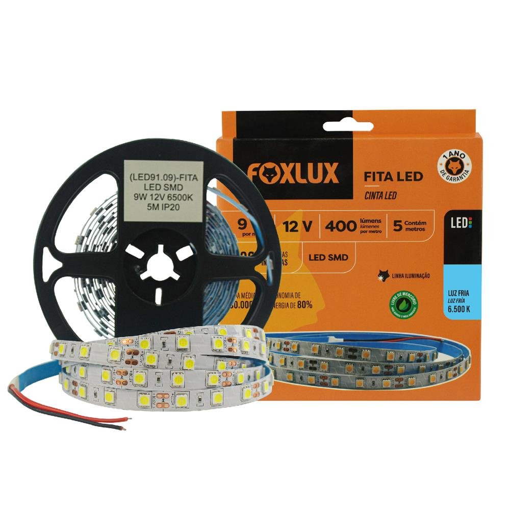 Fita de LED SMD 5 metros 9W 6500K IP20 Foxlux