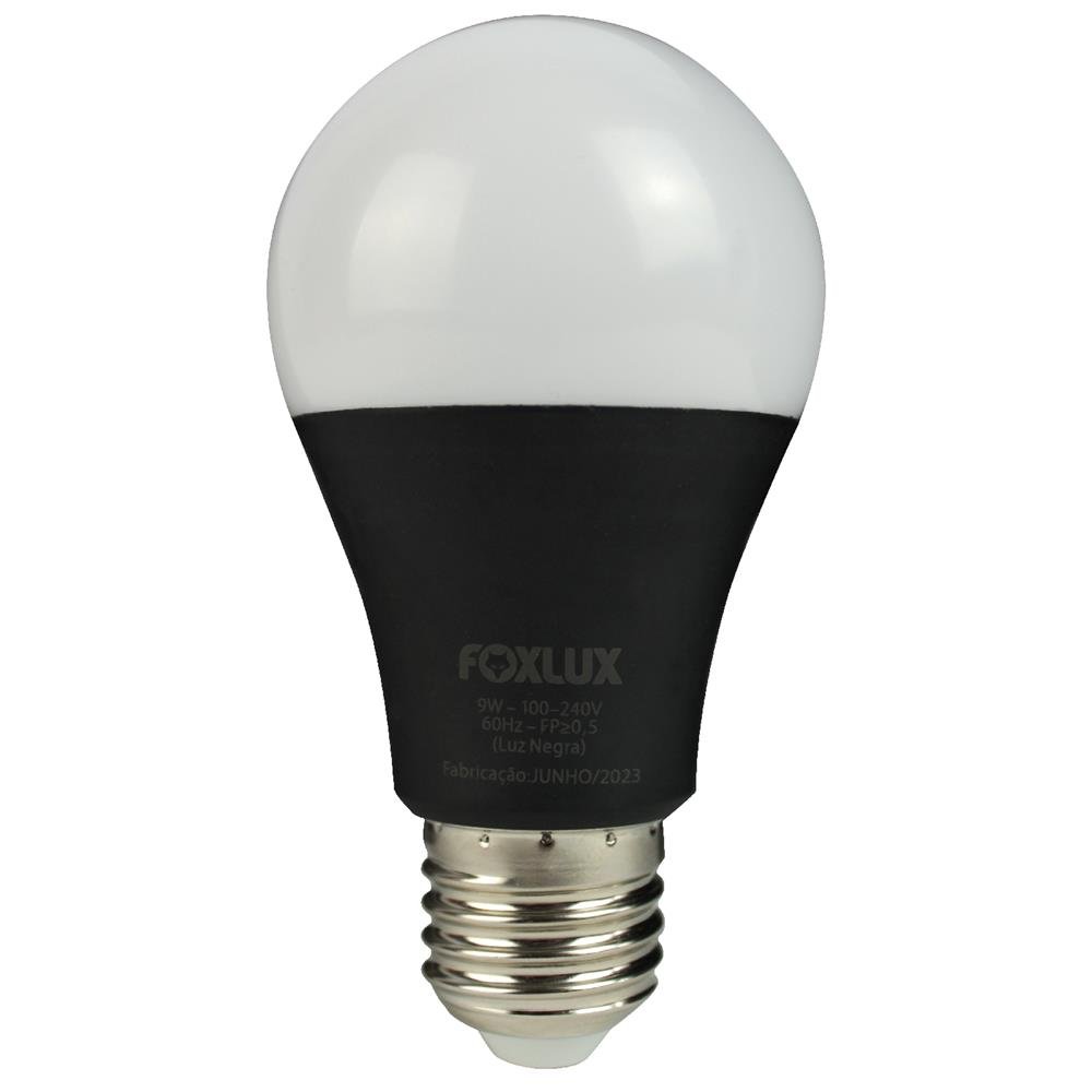 Lâmpada LED Bulbo 9W Luz Negra Bivolt Foxlux