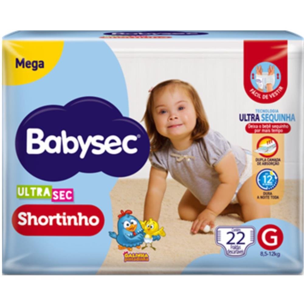 Fralda Babysec Ultra Shortinho Mega G 22 unidades