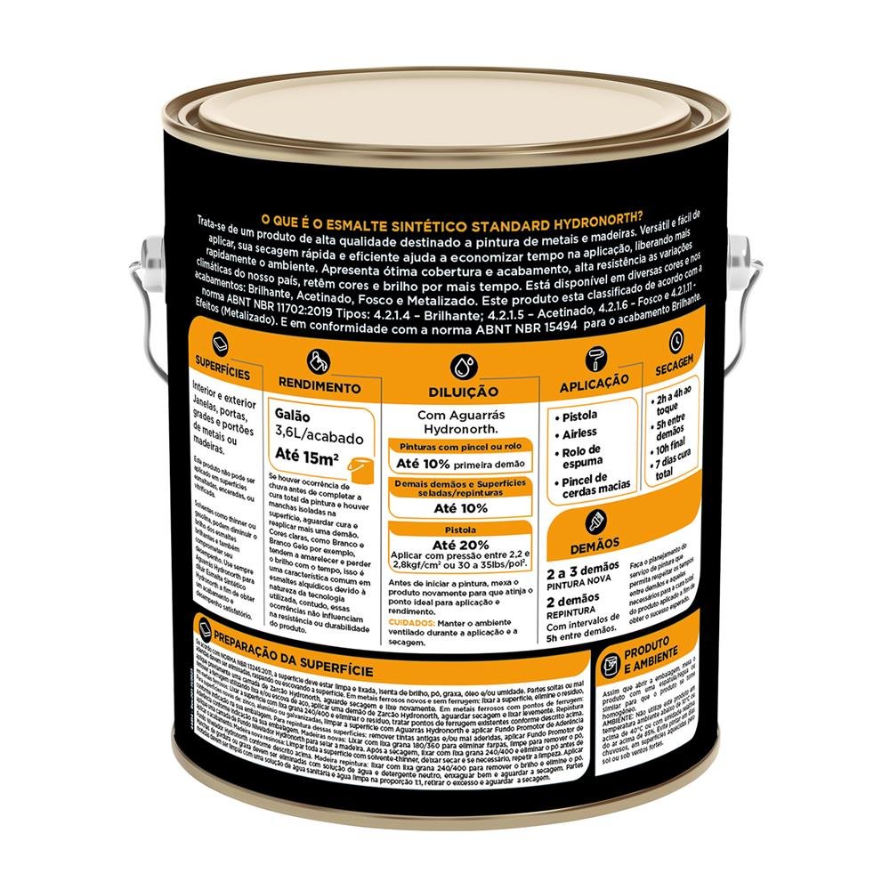Esmalte Sintetico Standard Fosco Hydronorth Branco Neve Galao 3,6 L