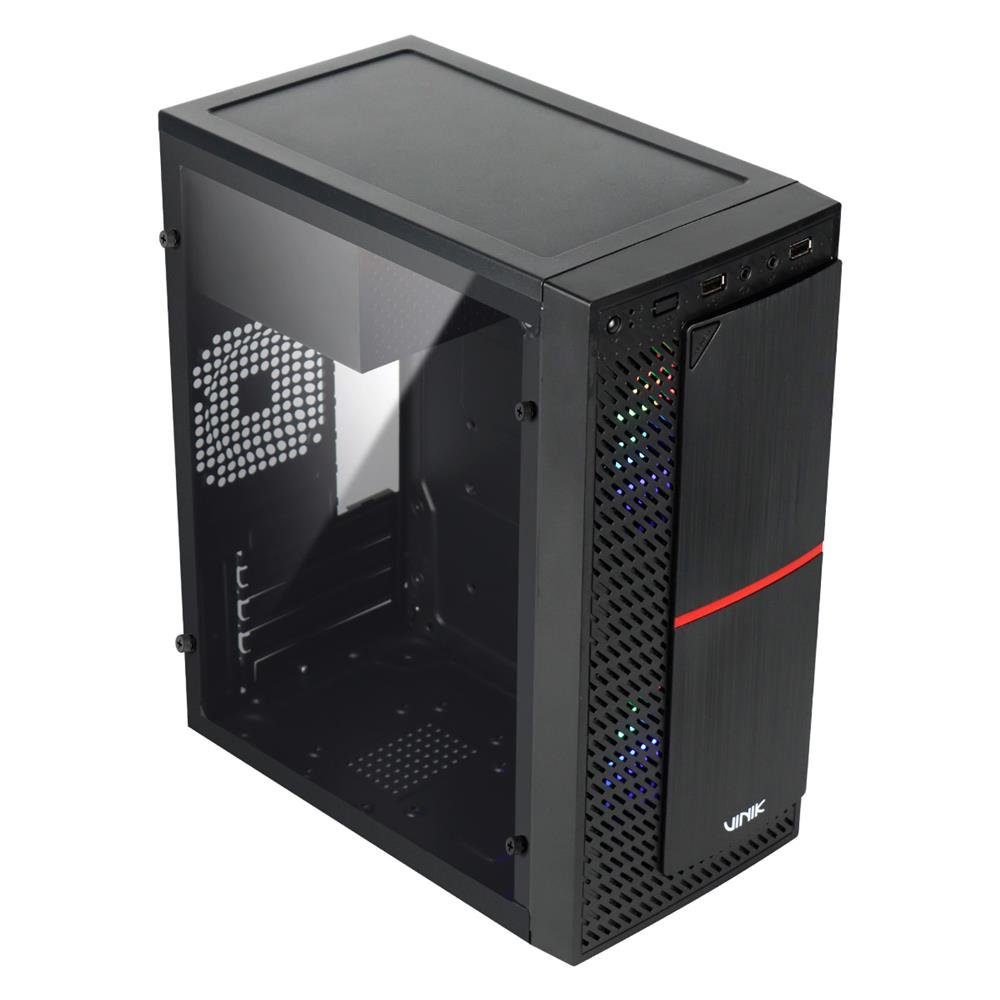 Gabinete Gamer Vinik Plate Lateral Acrílico C/ 2 Fans - Ggpacbk