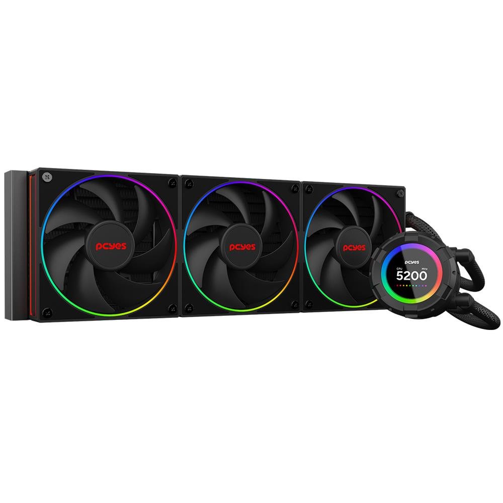 Water Cooler Pcyes Vision 360mm Black Vulcan - Tela Lcd 2,1" - Vs360bv