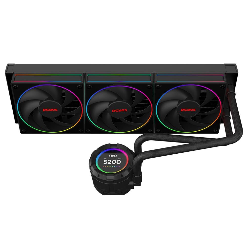 Water Cooler Pcyes Vision 360mm Black Vulcan - Tela Lcd 2,1" - Vs360bv