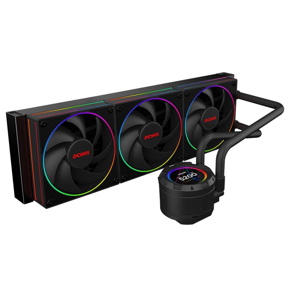 Water Cooler Pcyes Vision 360mm Black Vulcan - Tela Lcd 2,1" - Vs360bv