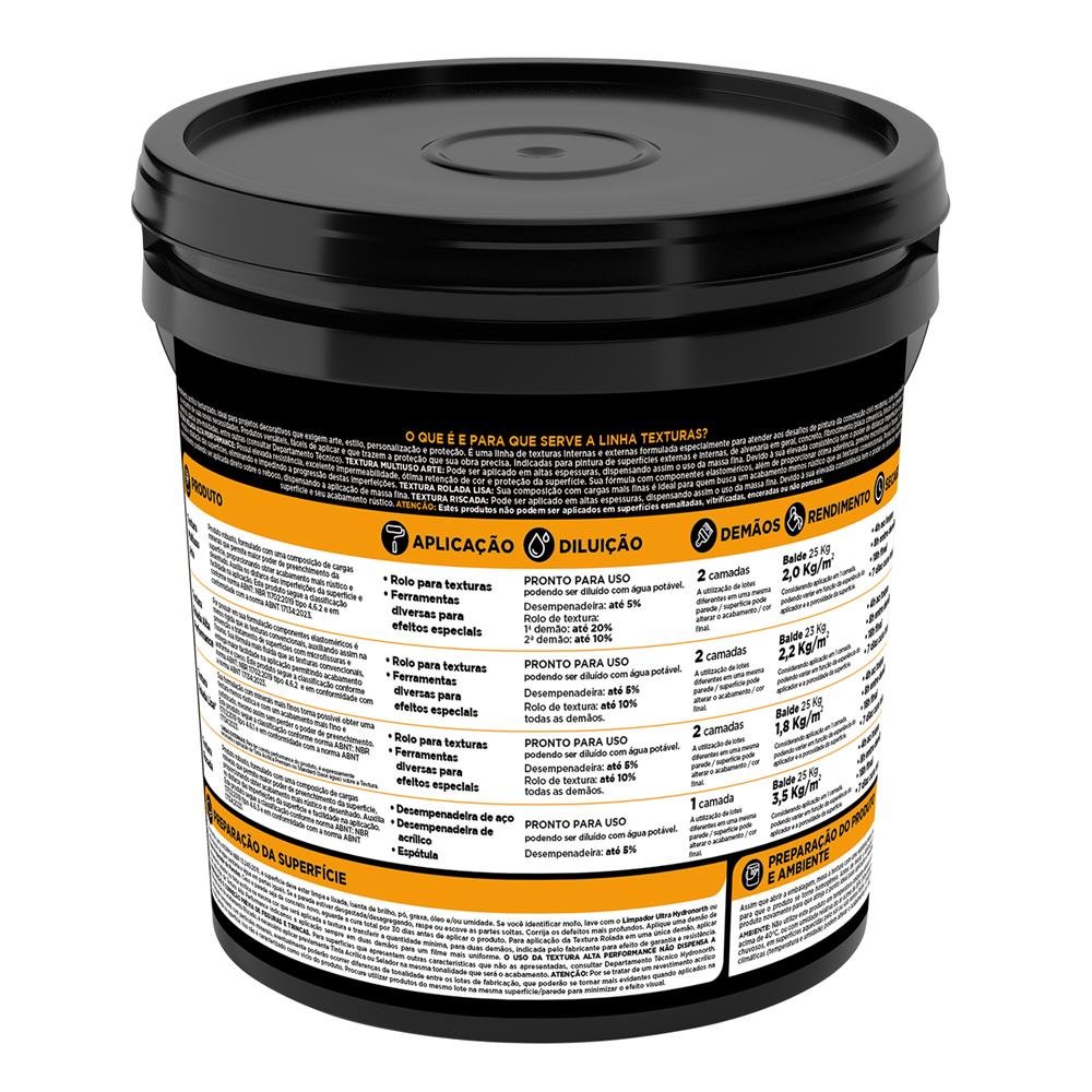 Textura Rolada Alta Performance Externa Hydronorth Branco Balde Plastico 23 Kg