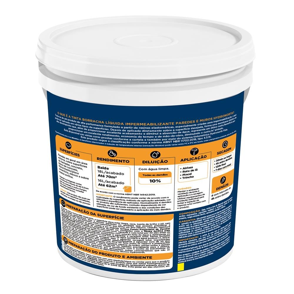 Tinta Impermeabilizante Paredes E Muros Semi Acetinado Hydronorth Concreto Lata 18 L