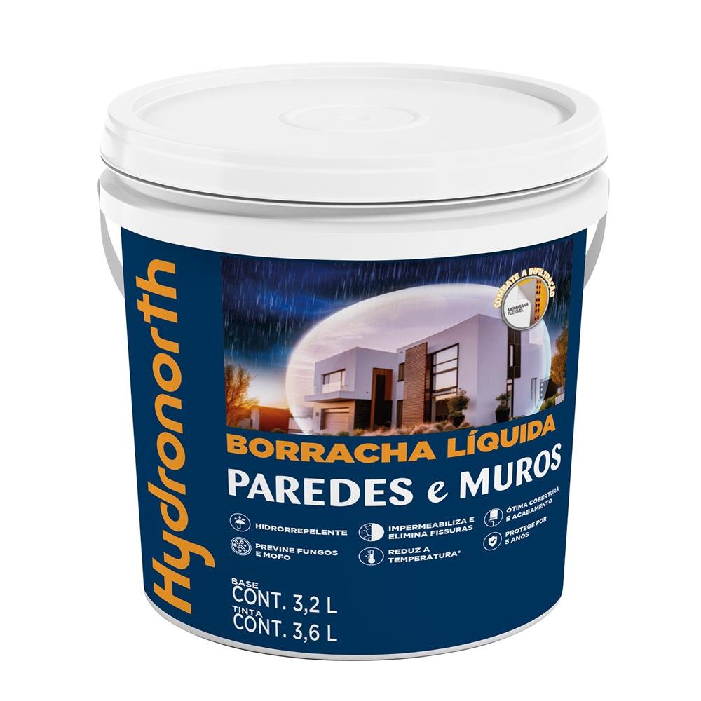 Tinta Impermeabilizante Paredes E Muros Semi Acetinado Hydronorth Cromio Galao Plastico 3,6 L