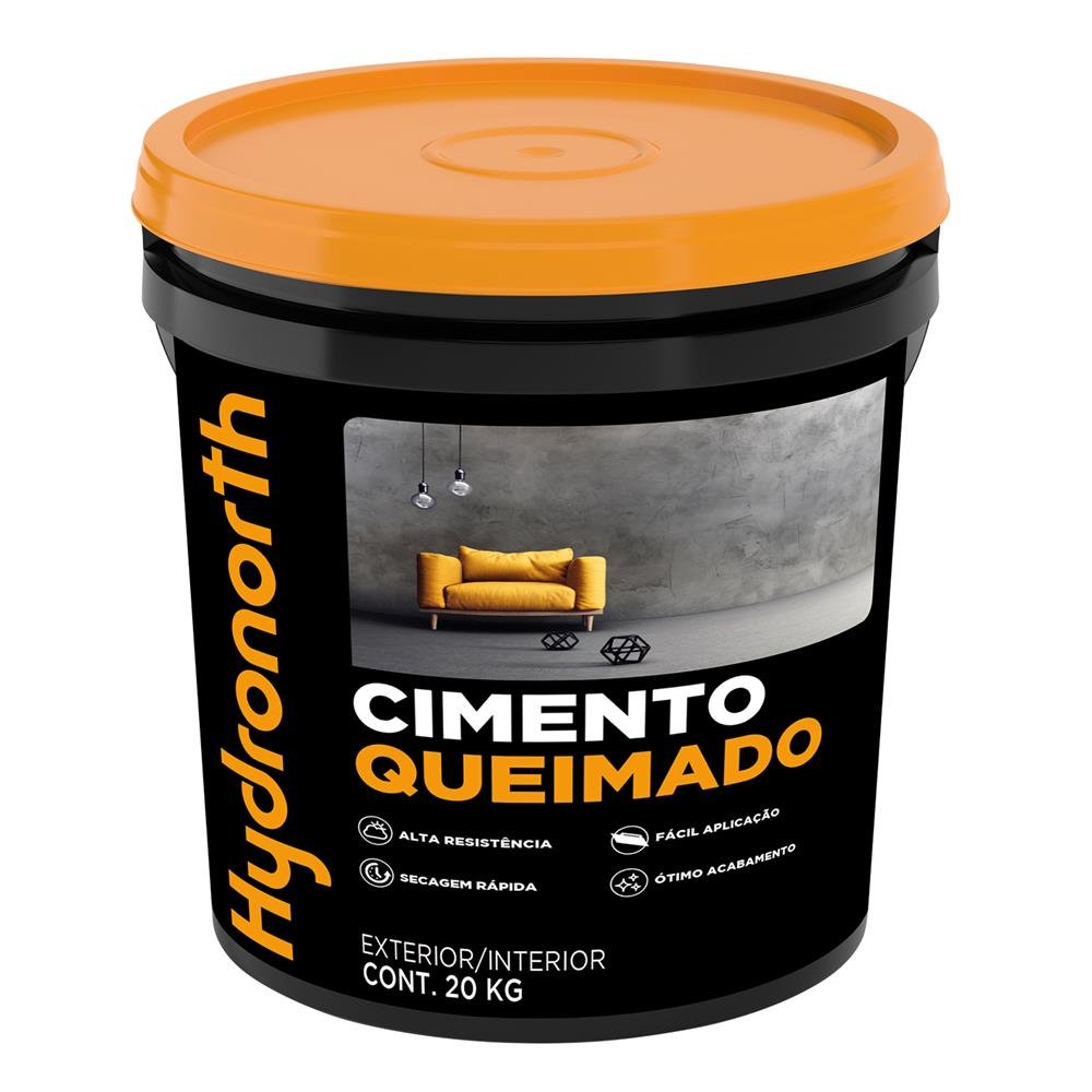 Cimento Queimado Fosco Hydronorth Cinza Cronos Balde Plastico 20 Kg