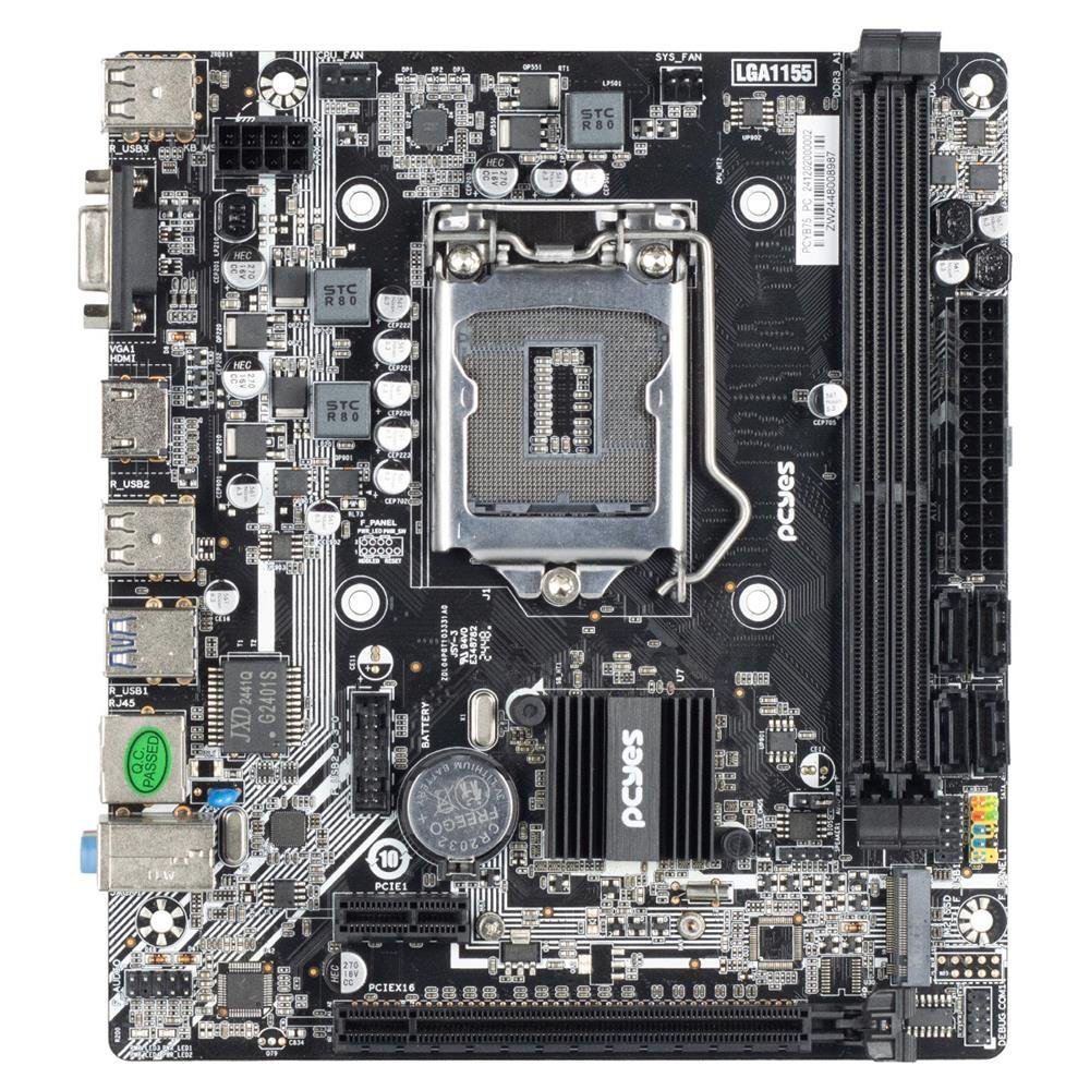 Placa Mãe Pcyes B75 Lga 1155 2xddr3 (max 16gb) M.2 Nvme 2xusb 3.0, 4xusb 2.0 Rede 1000 Hdmi/vga M-atx - Pcyb75-3g16