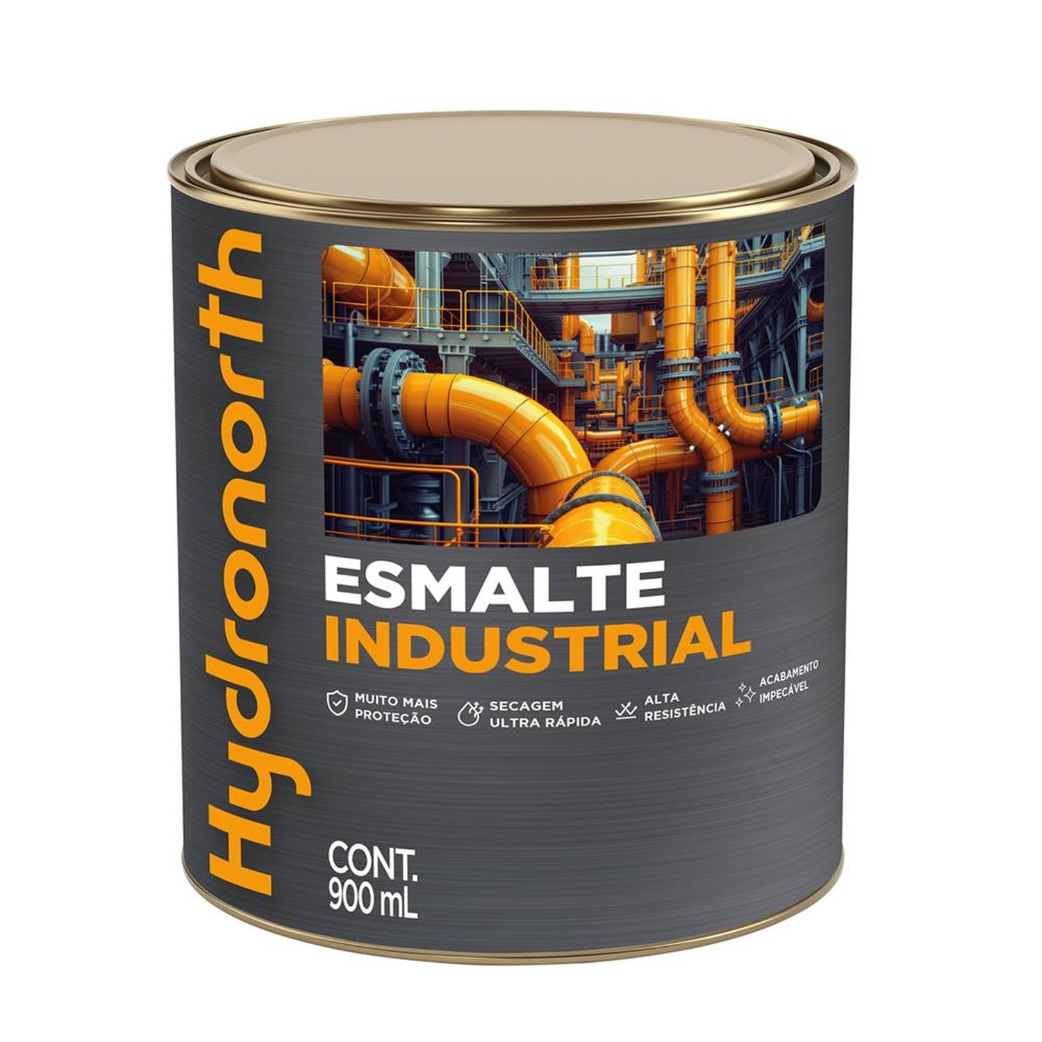 Esmalte Industrial Metalizado Hydronorth Marrom Barroco Lata 900 Ml