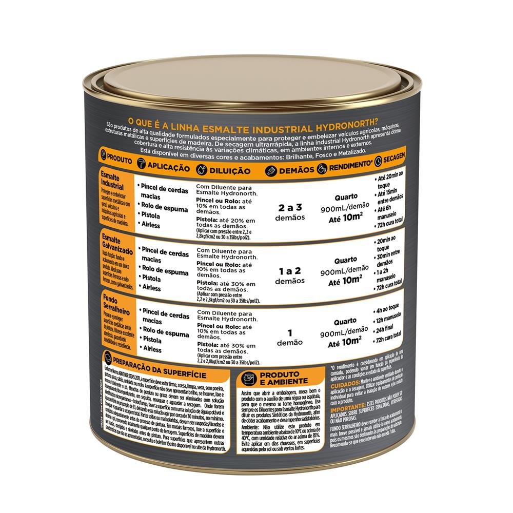 Esmalte Industrial Metalizado Hydronorth Marrom Bronze Lata 900 Ml